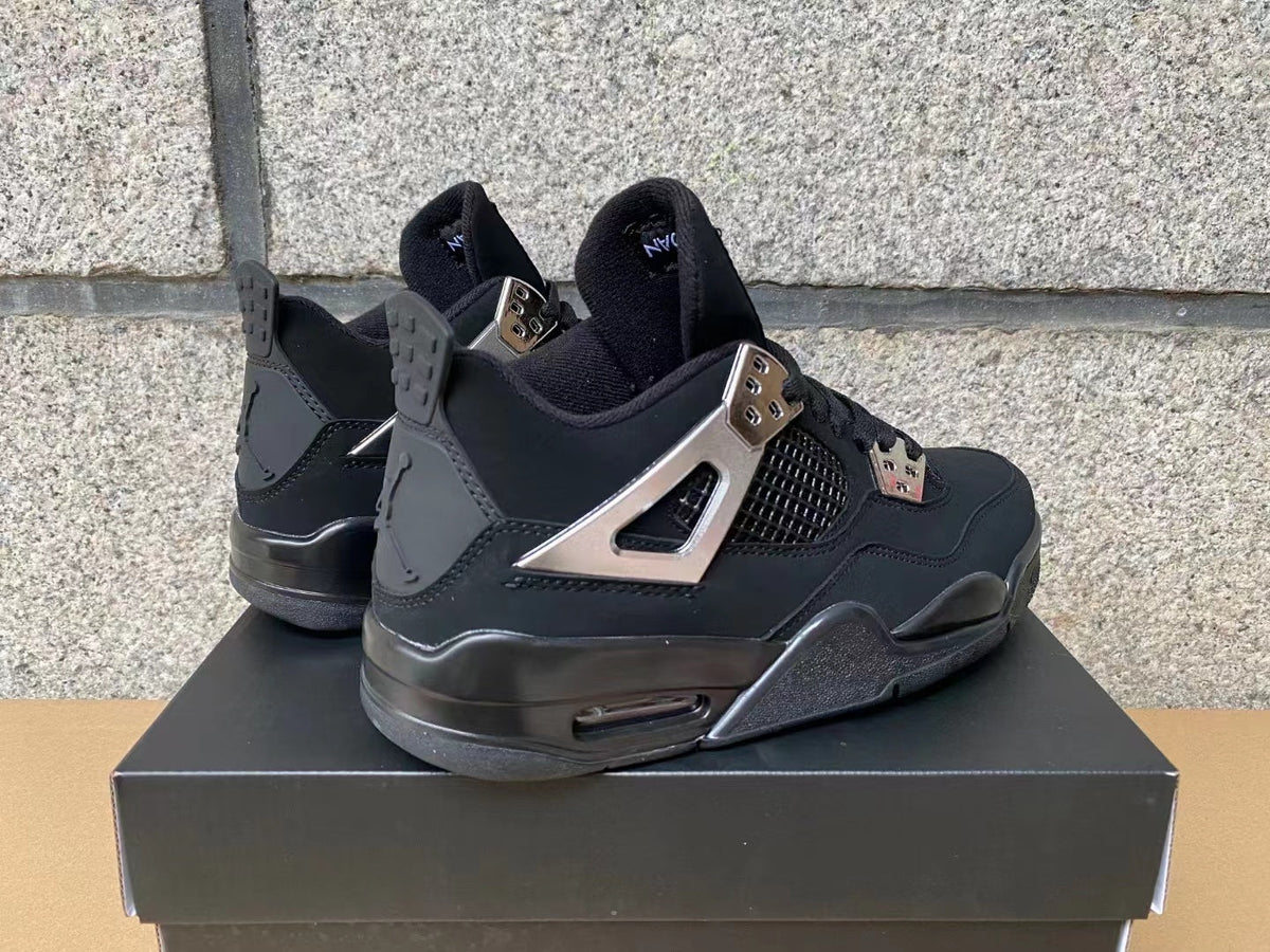 Air Jordan 4 "Black Cat" Sneakers - Chrome Silver