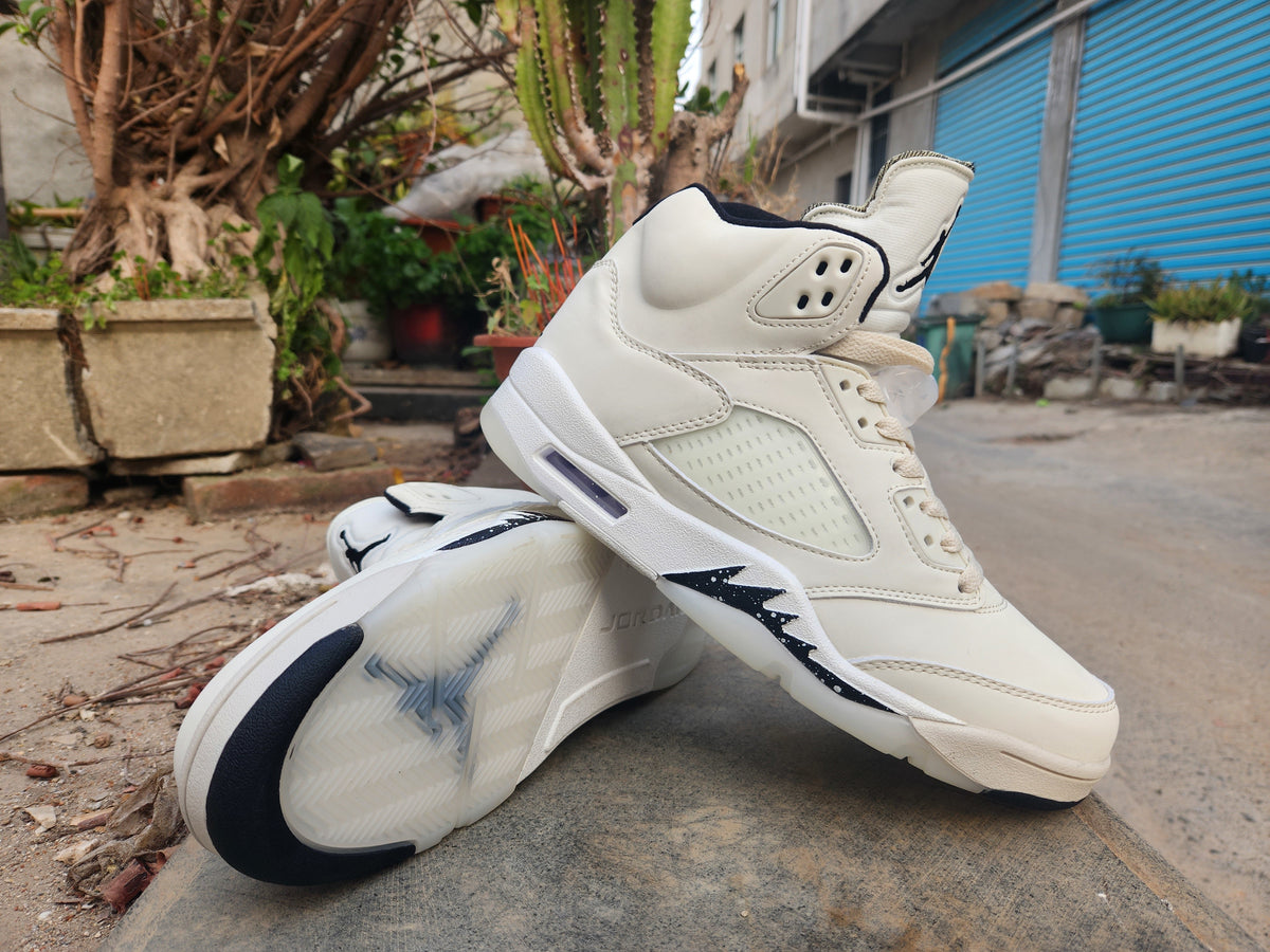 Air Jordan 5 Cream/Black Men's Basketball Shoes