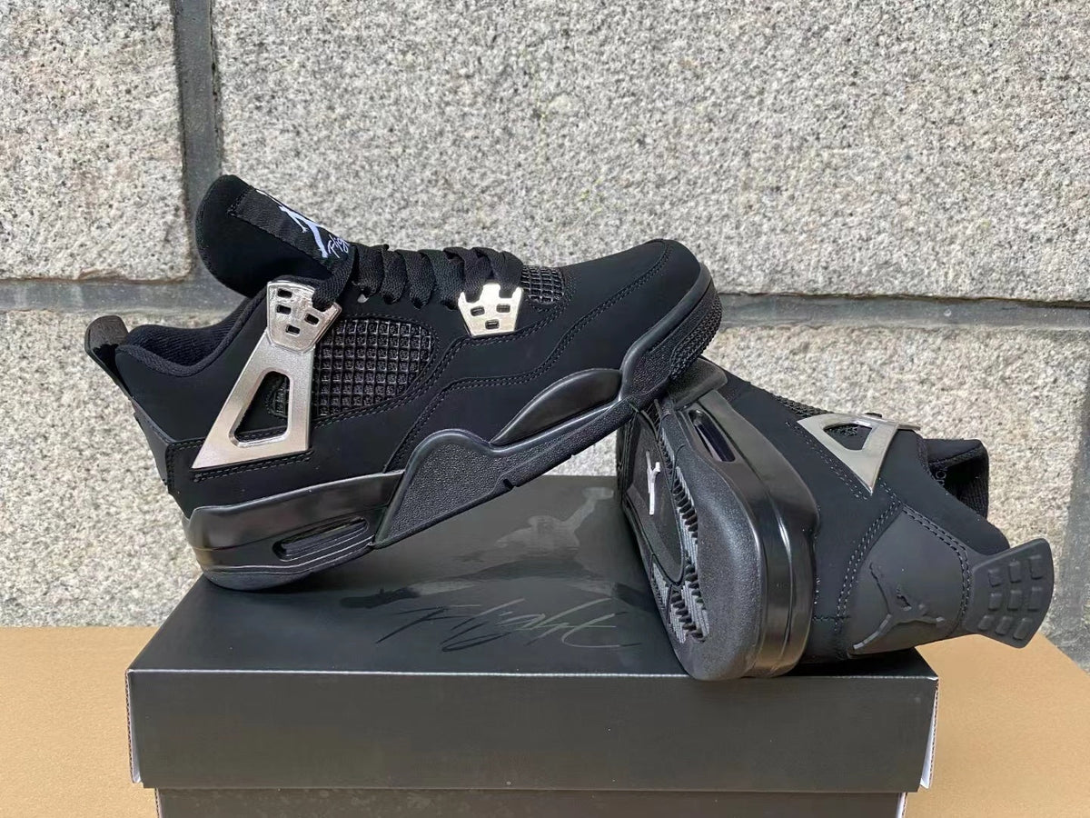 Air Jordan 4 "Black Cat" Sneakers - Chrome Silver