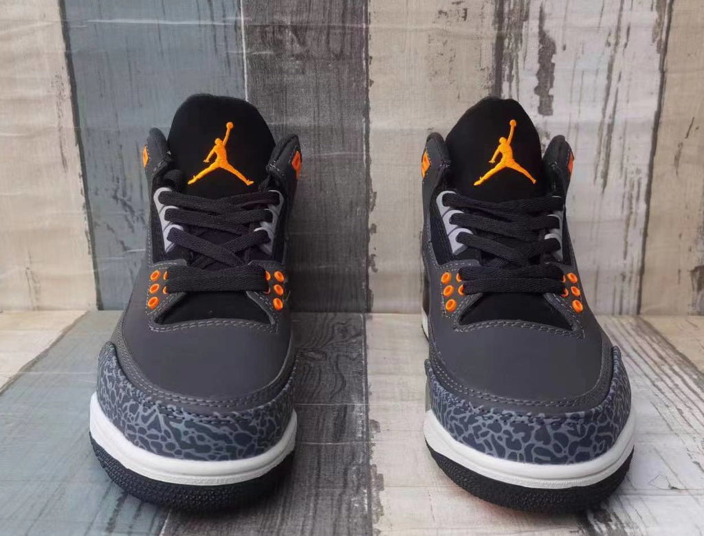 Air Jordan 3 Retro Grey Orange Red Men's Sneakers