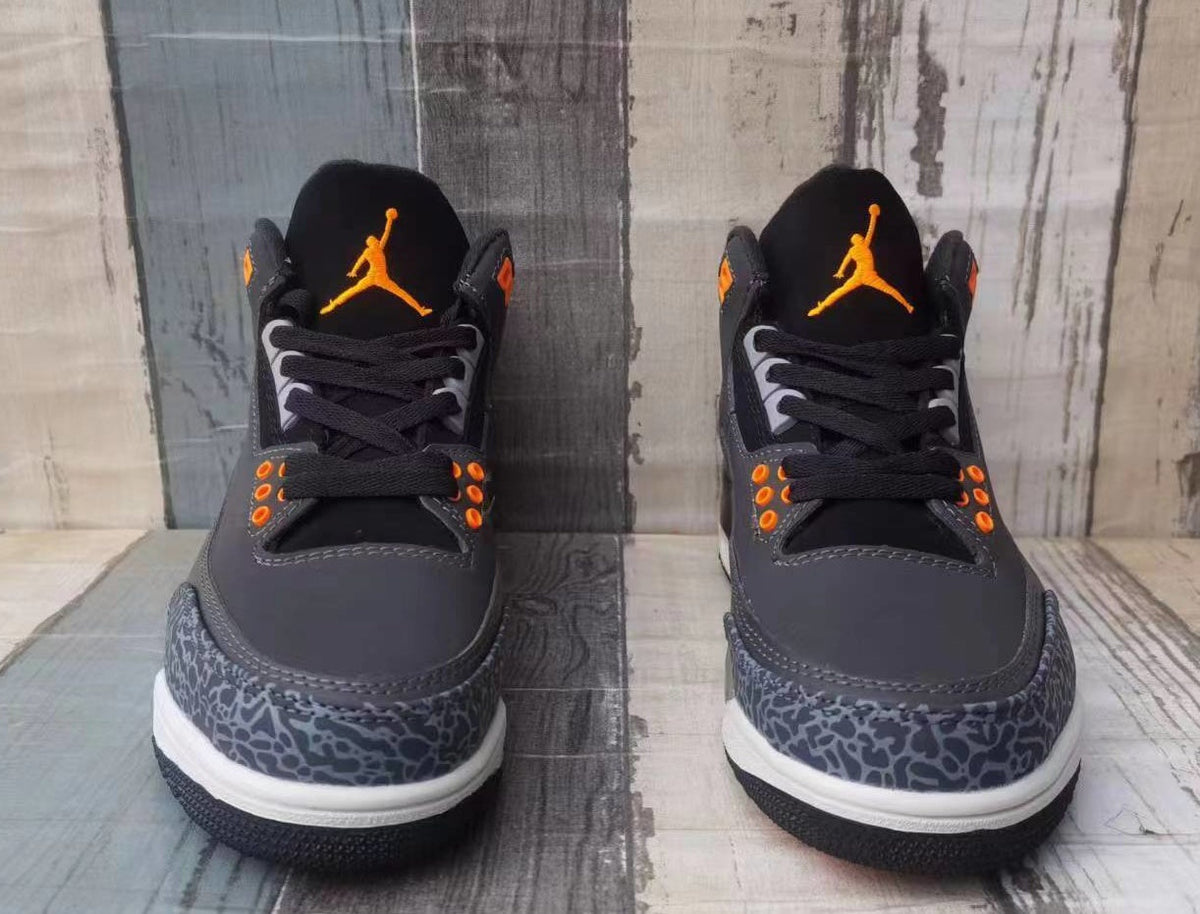 Air Jordan 3 Retro Grey Orange Red Men's Sneakers