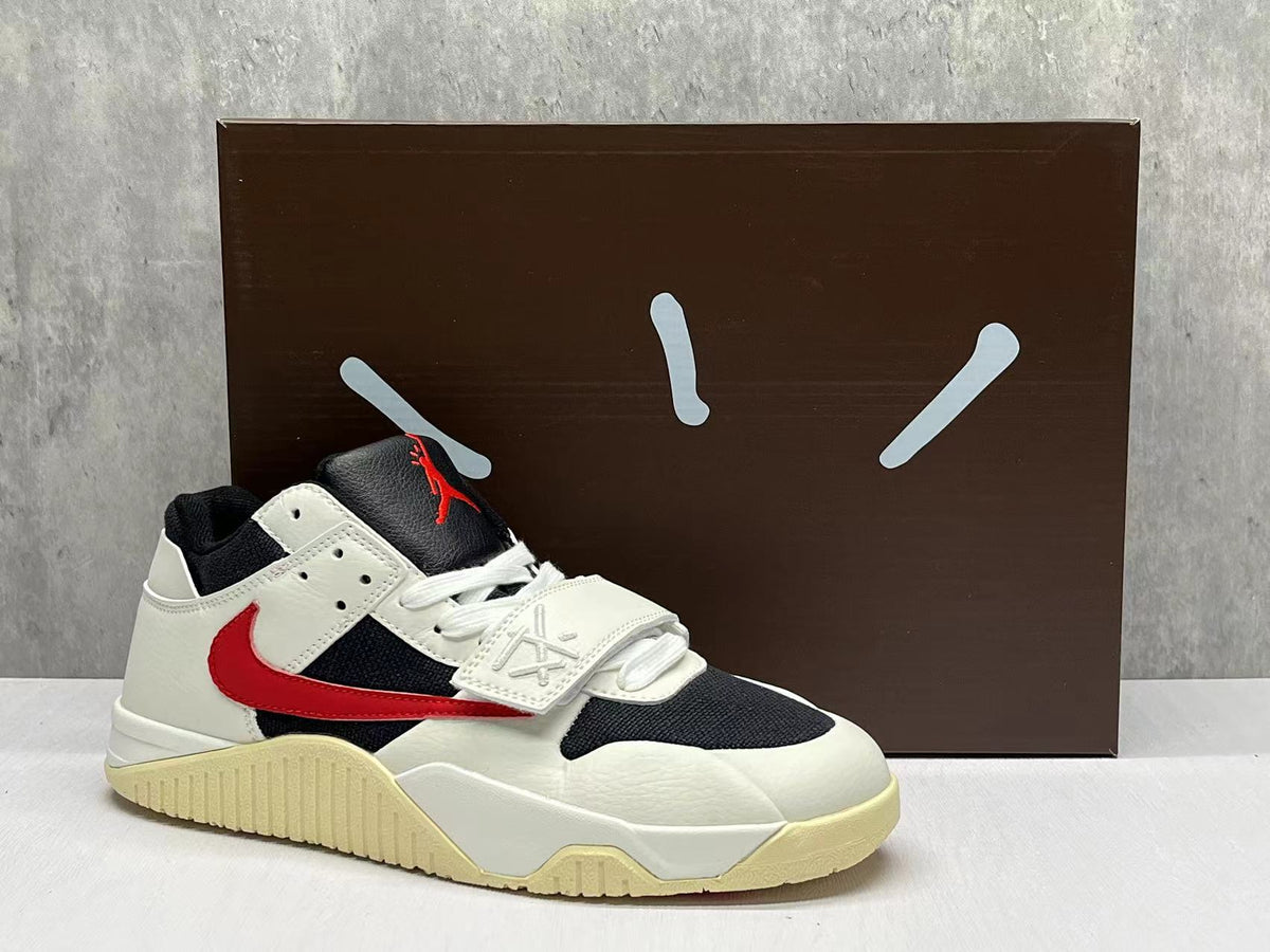 TS Reverse Swoosh Sneakers - Beige, Black & Red