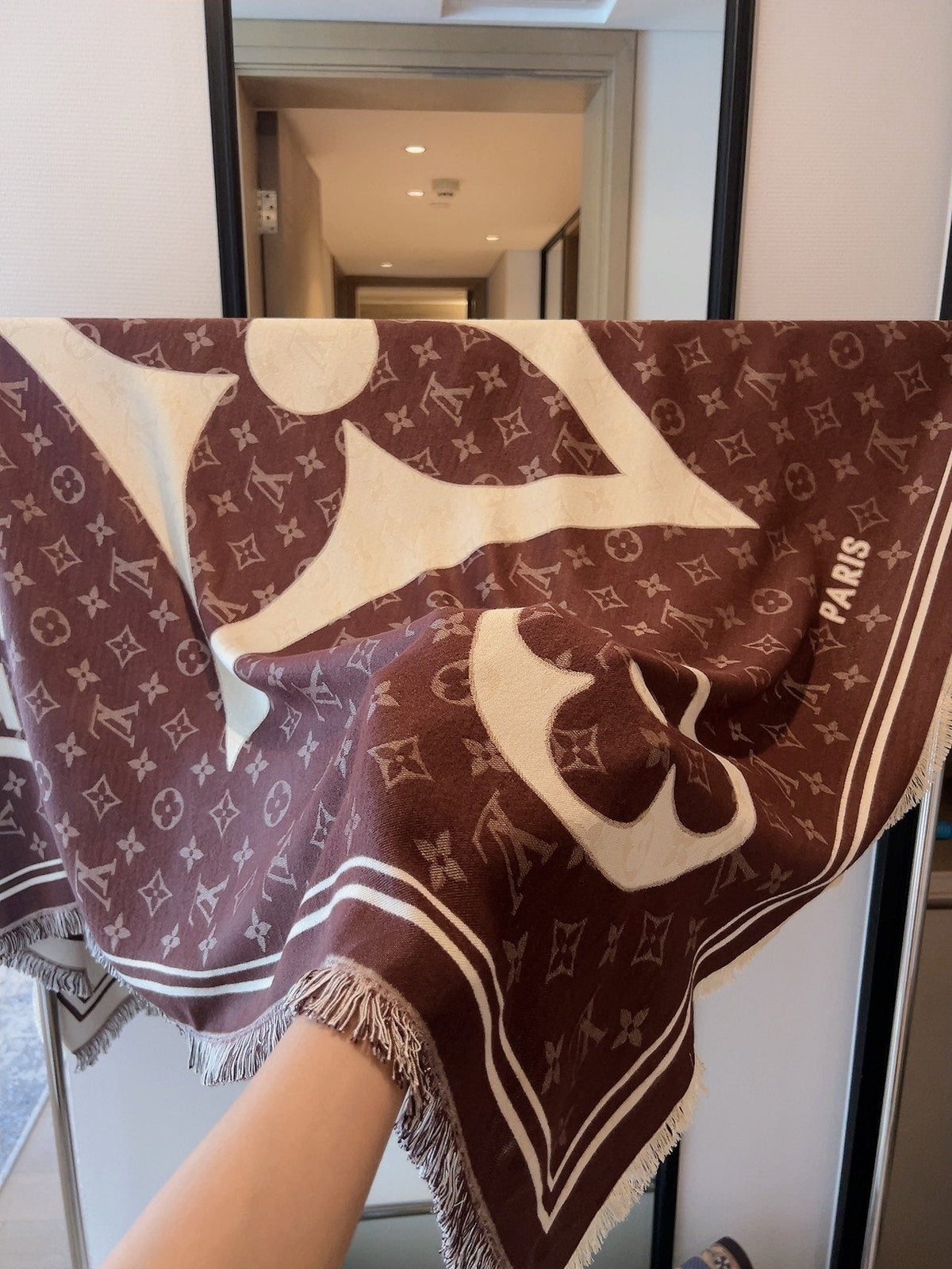 Louis Vuitton Monogram Fringe Square Scarf