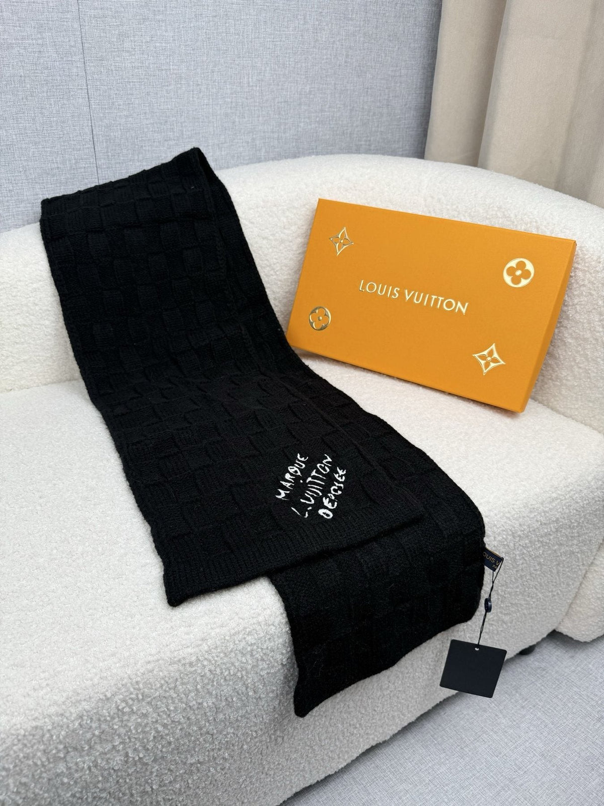 Louis Vuitton Black Logo Knit Scarf