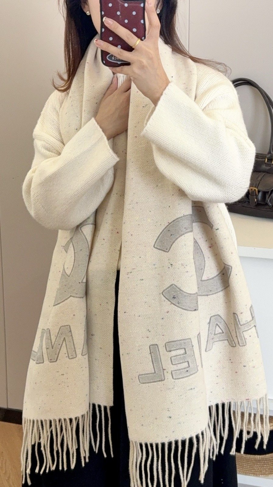Chanel Graphic Fringed Scarf