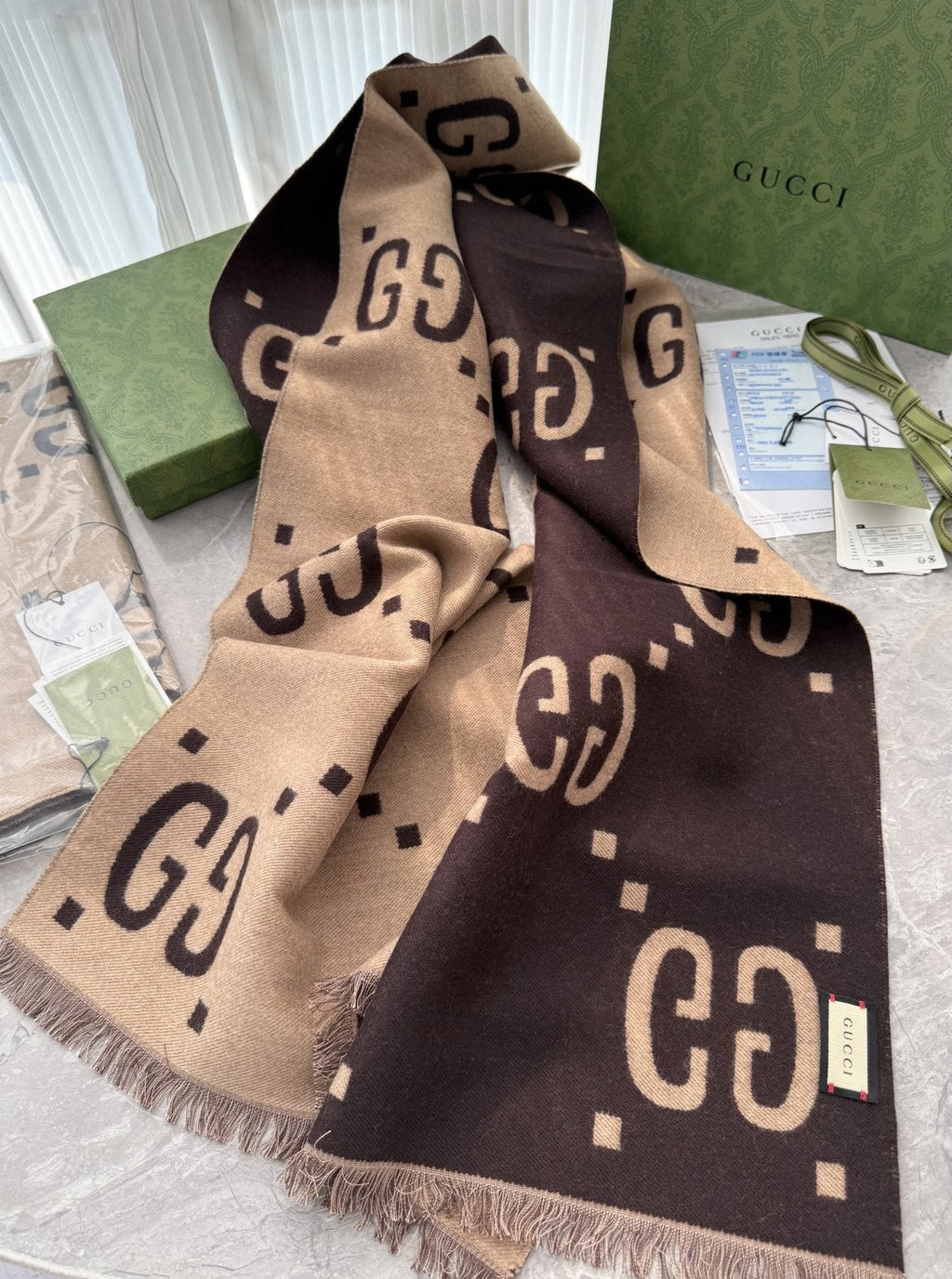 Gucci Geometric Fringed Scarf