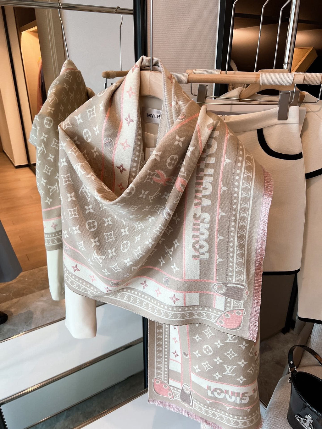Louis Vuitton Cashmere-Blend Monogram Border Scarf