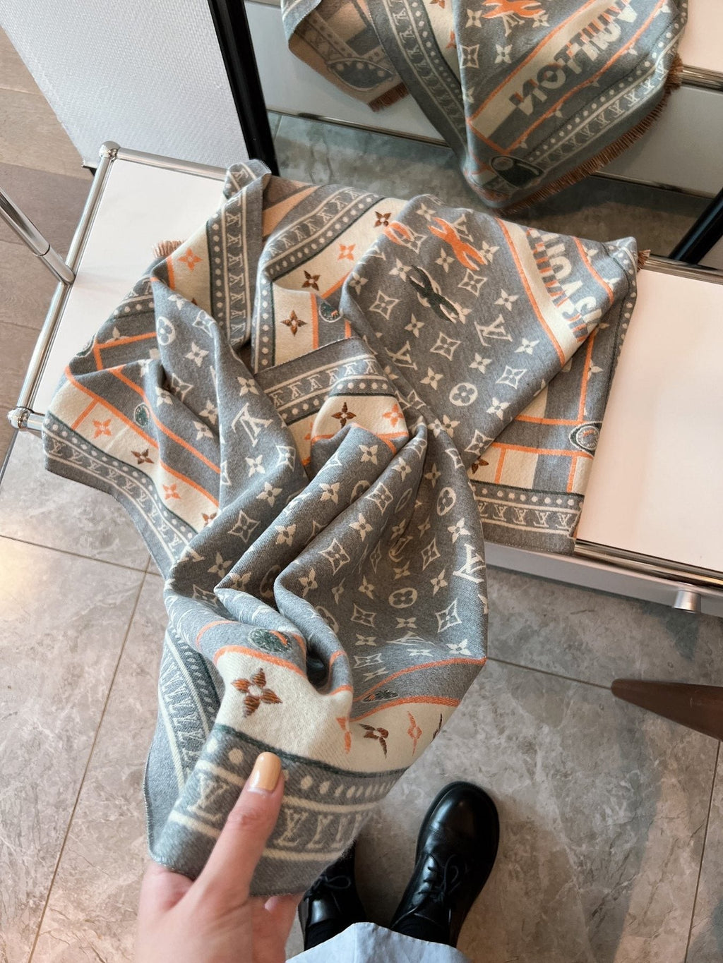 Louis Vuitton Cashmere-Blend Monogram Border Scarf