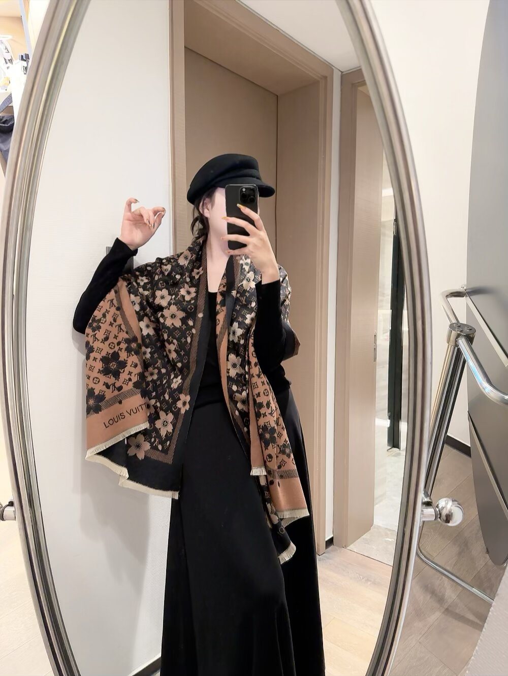 Louis Vuitton Floral Monogram Fringe Scarf