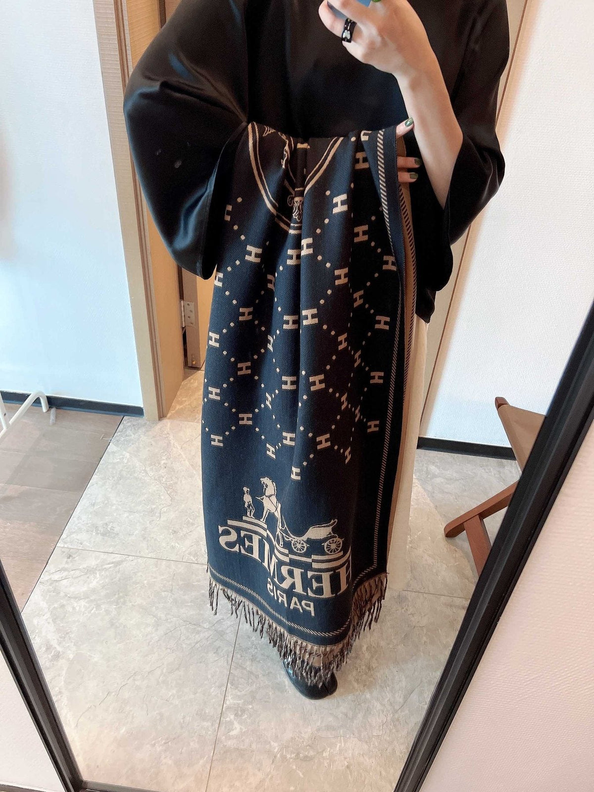 Hermès Fringed Logo Scarf