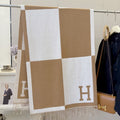 Hermès Fringed Color-Block Letter-Motif Scarf
