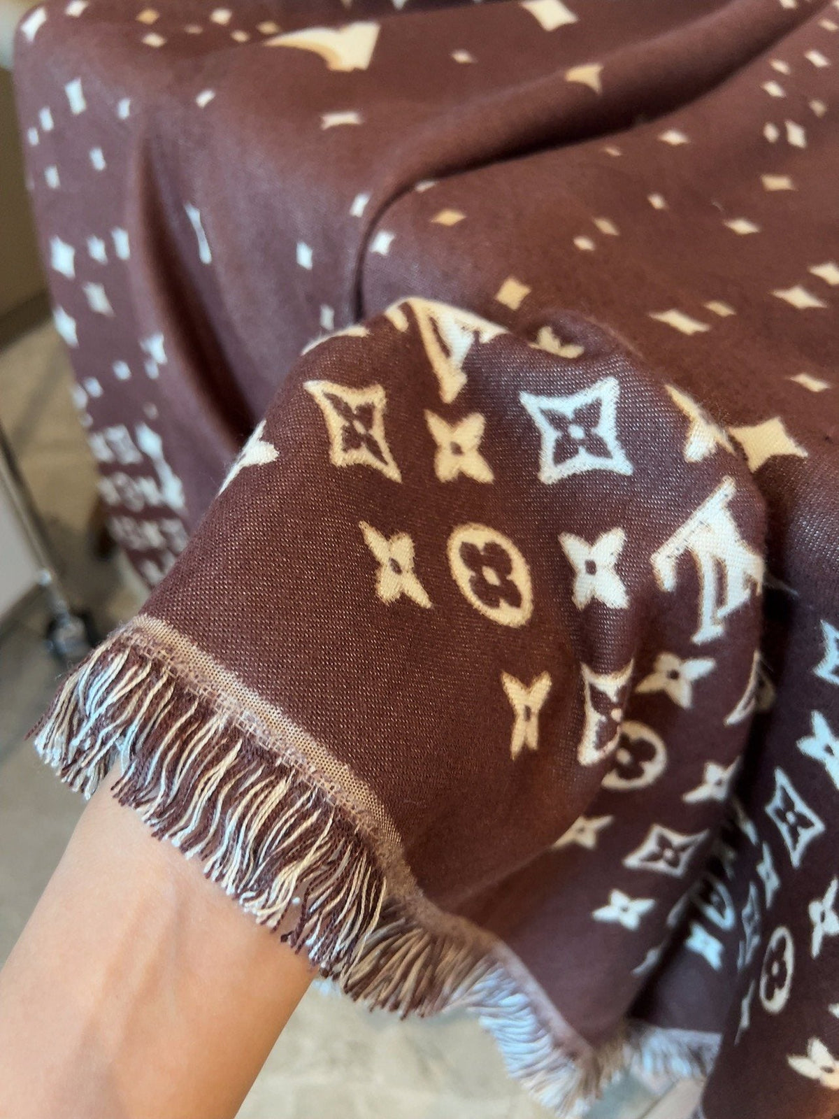Louis Vuitton Brown Fringe Shawl