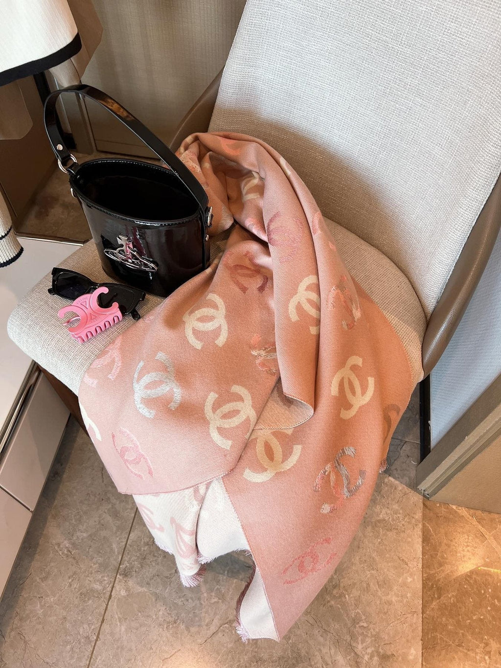 Chanel Motif Fringed Scarf