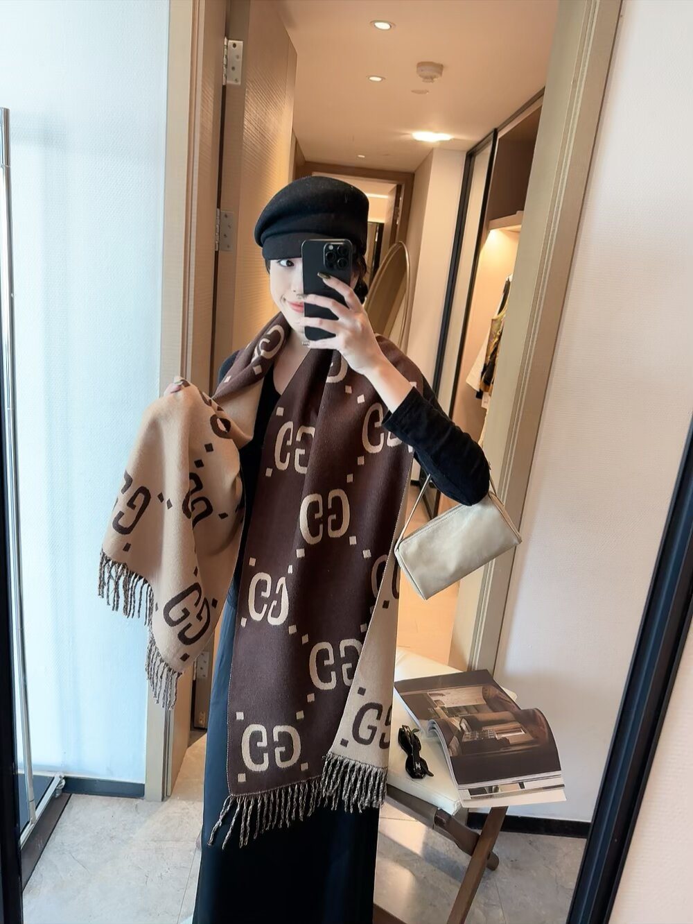 Gucci Two-Tone Fringed Scarf