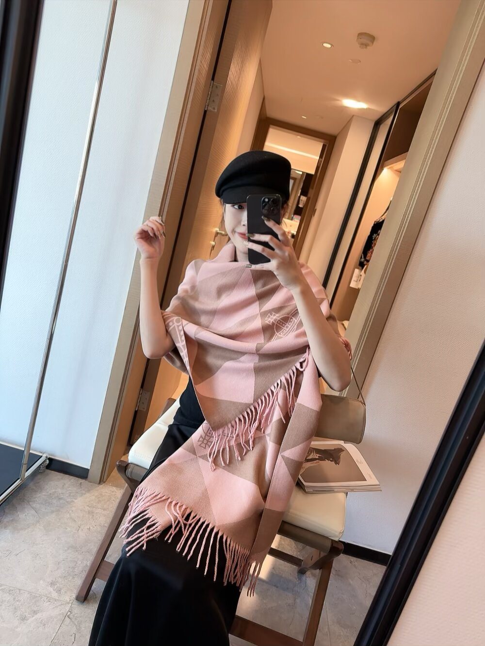 Vivienne Westwood Blush Pink Geometric Scarf