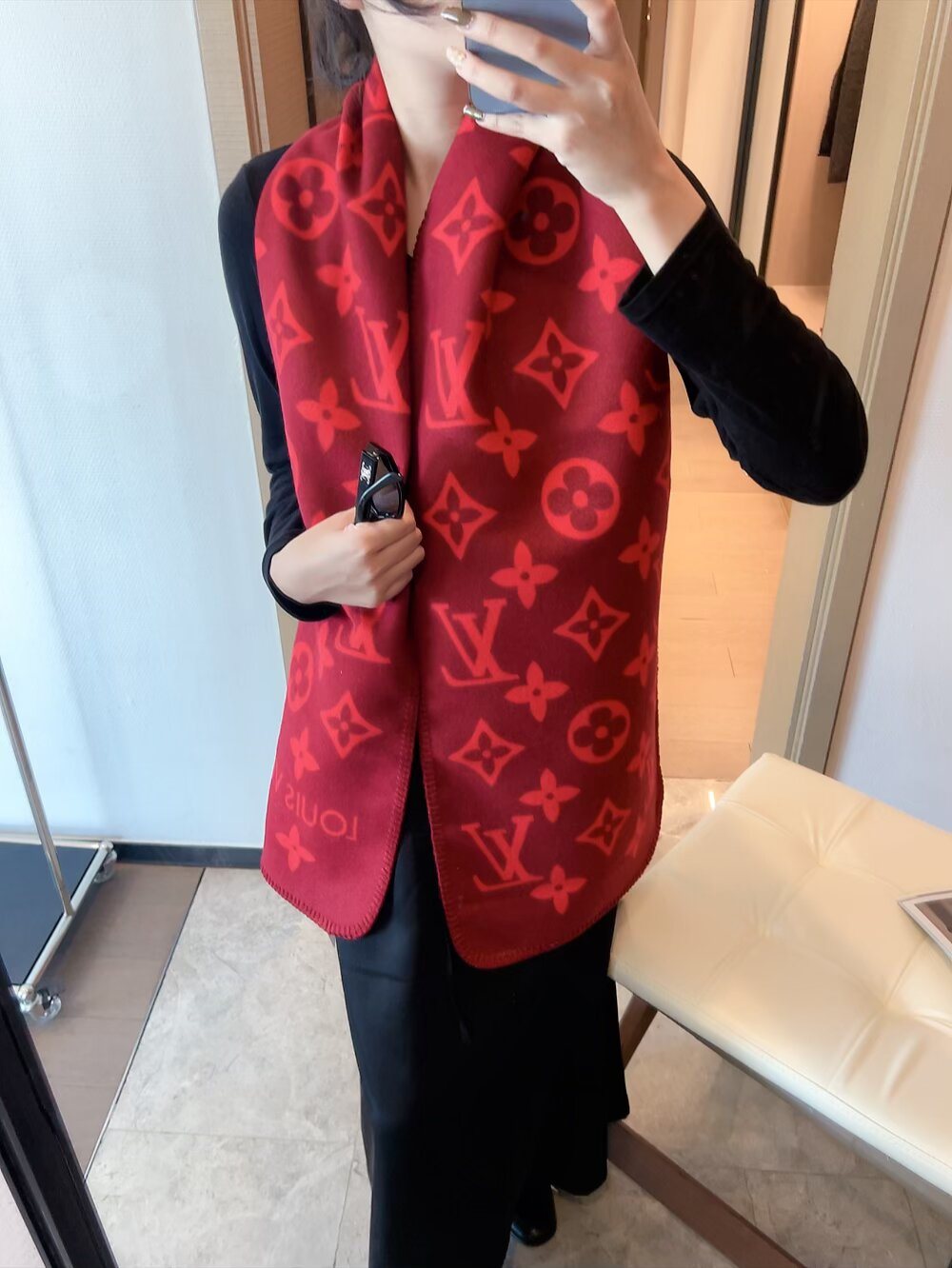 Louis Vuitton Monogram Trim Scarf