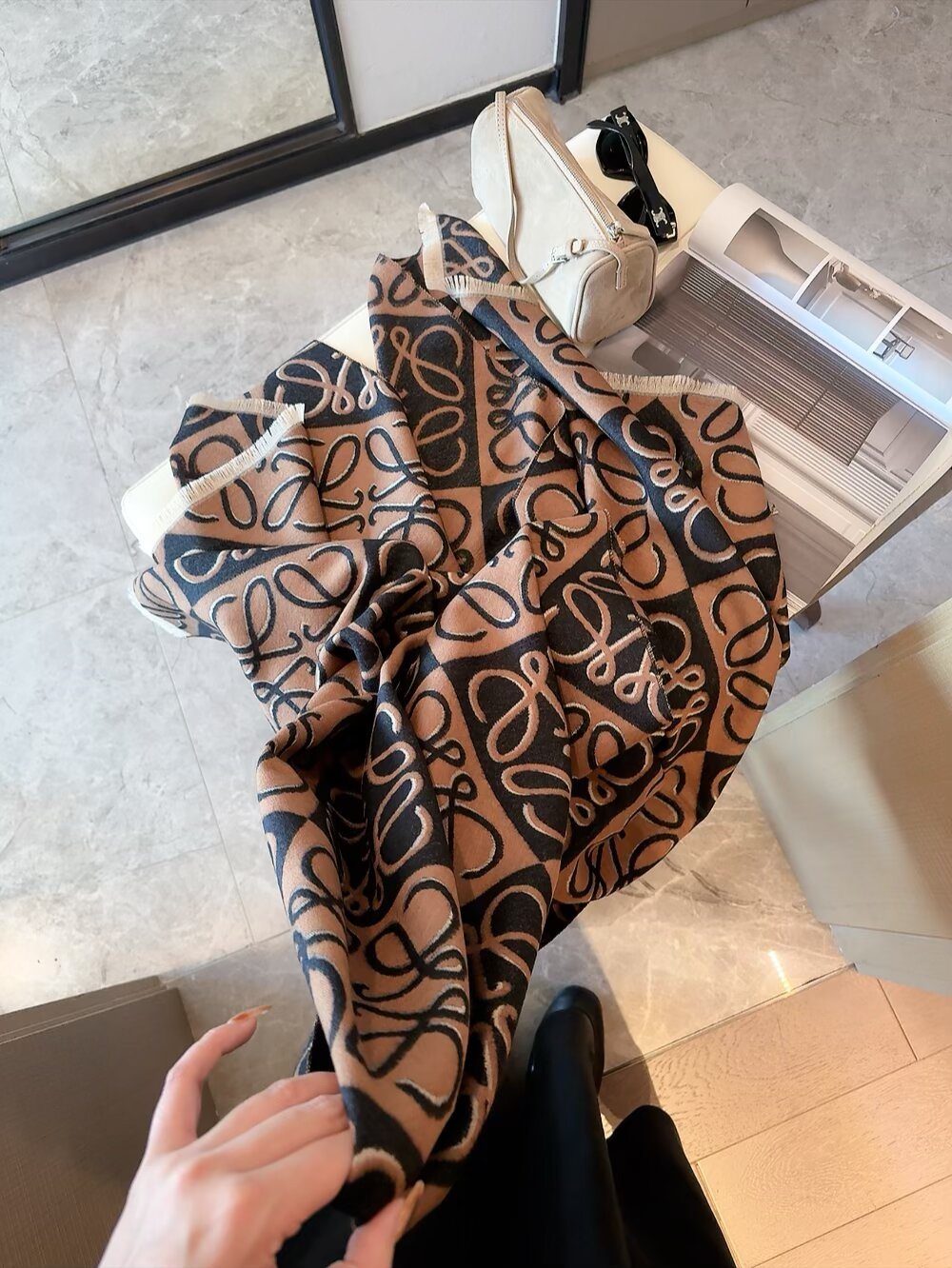 Loewe Reversible Anagram Fringe Scarf