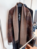 Reversible Patterned Fringed Scarf