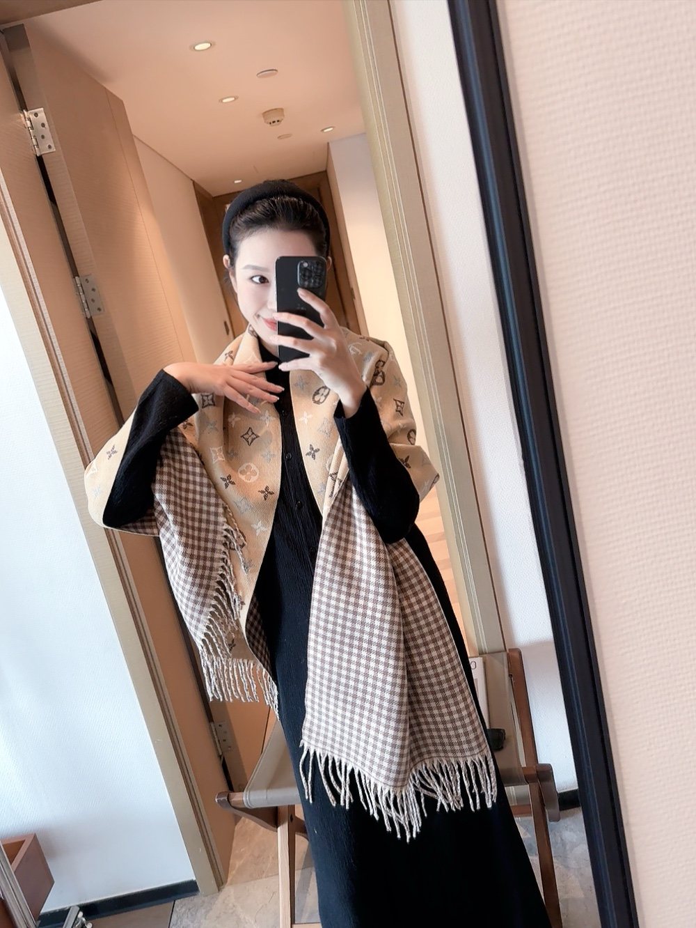 Louis Vuitton Reversible Monogram and Gingham Scarf
