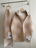 Burberry Beige Plaid Lambswool Fringed Scarf