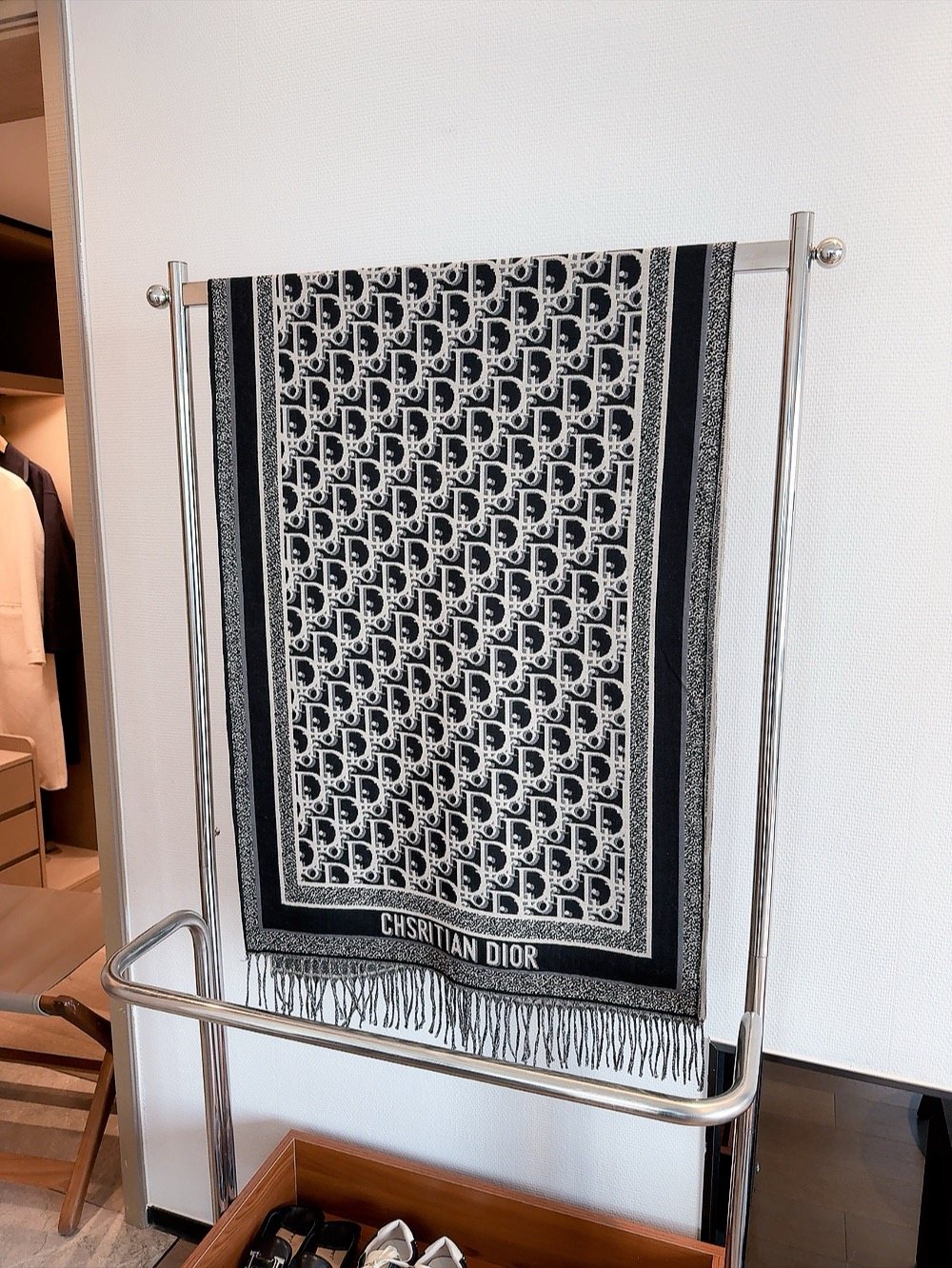 Dior Contrast-Border Monogram Scarf - 65 x 180 cm