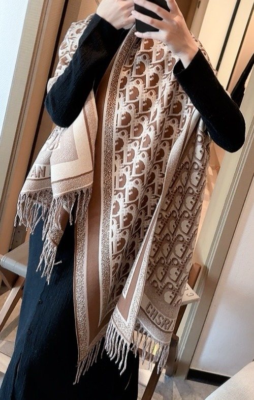 Dior Patterned Fringe Scarf