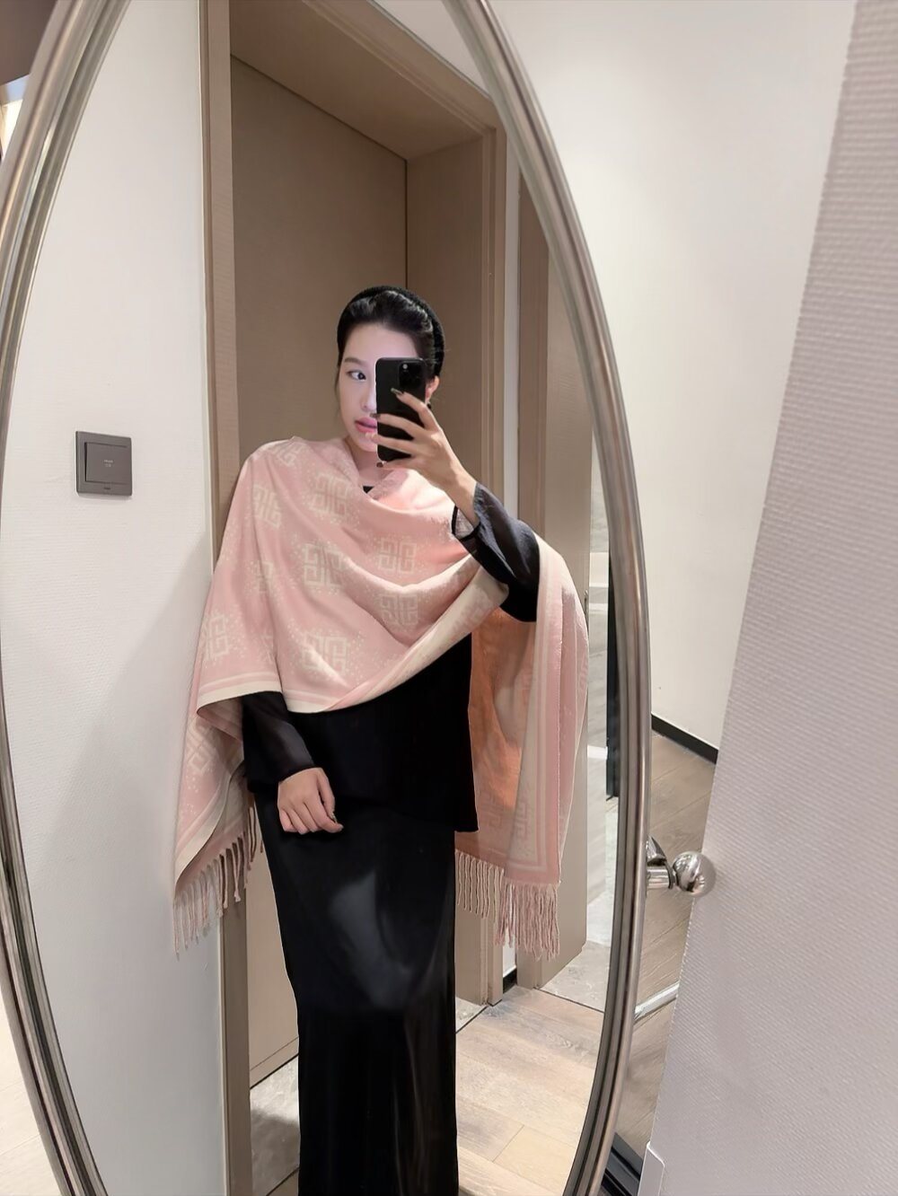 Givenchy Geometric Monogram Fringe Scarf