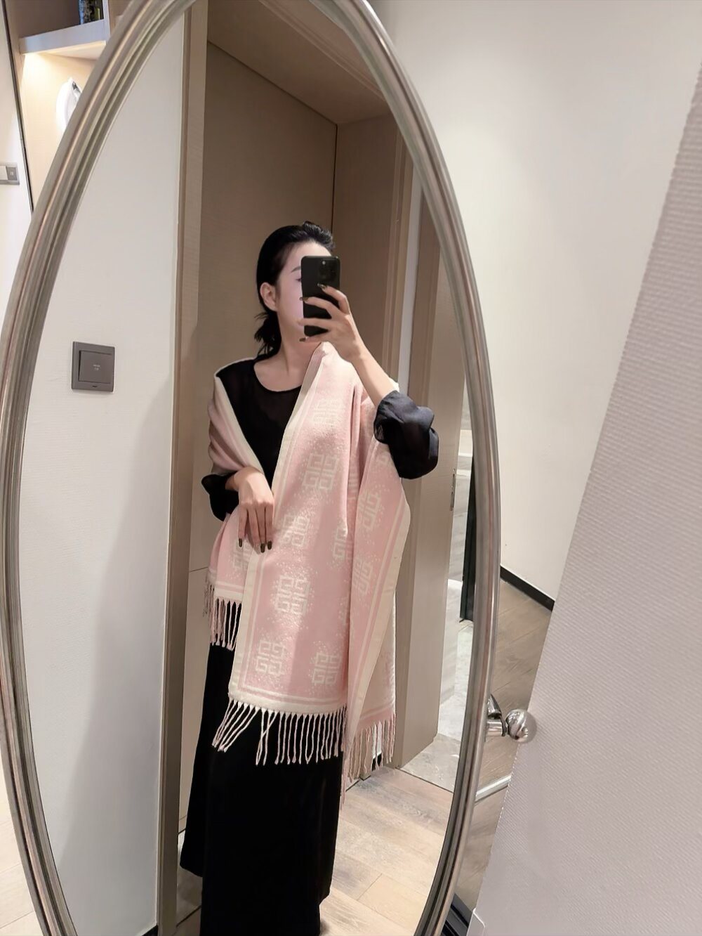 Givenchy Geometric Monogram Fringe Scarf