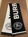 Burberry Black & Ivory Fringed Logo Scarf