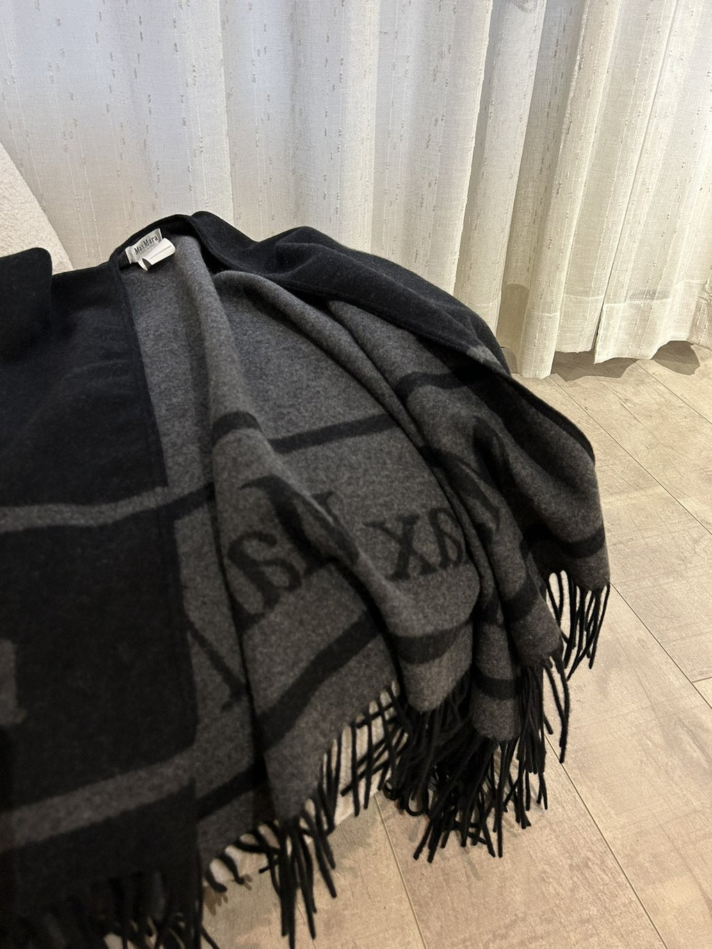 Max Mara Reversible Fringed Wrap Cape