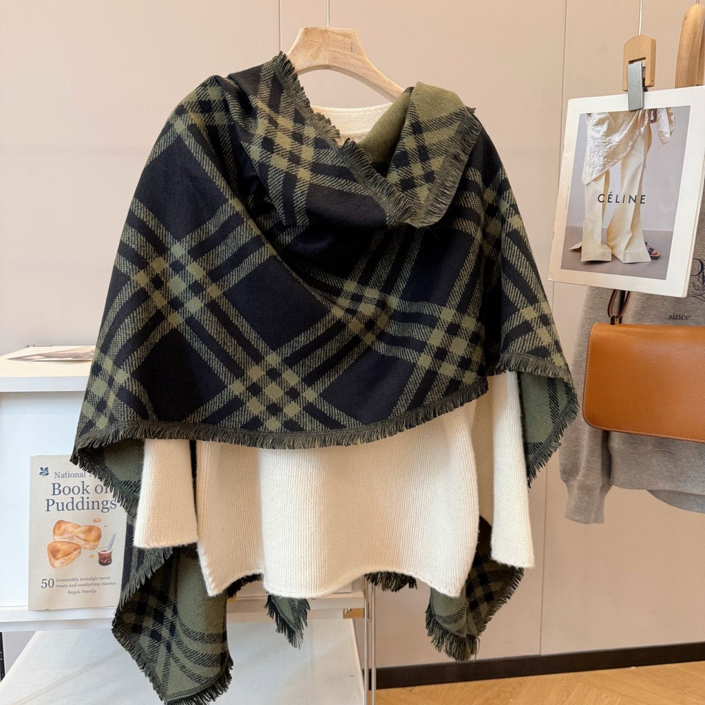 Burberry Black and Olive Plaid Scarf - 200 x 65 cm