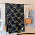 Burberry Black and Olive Plaid Scarf - 200 x 65 cm