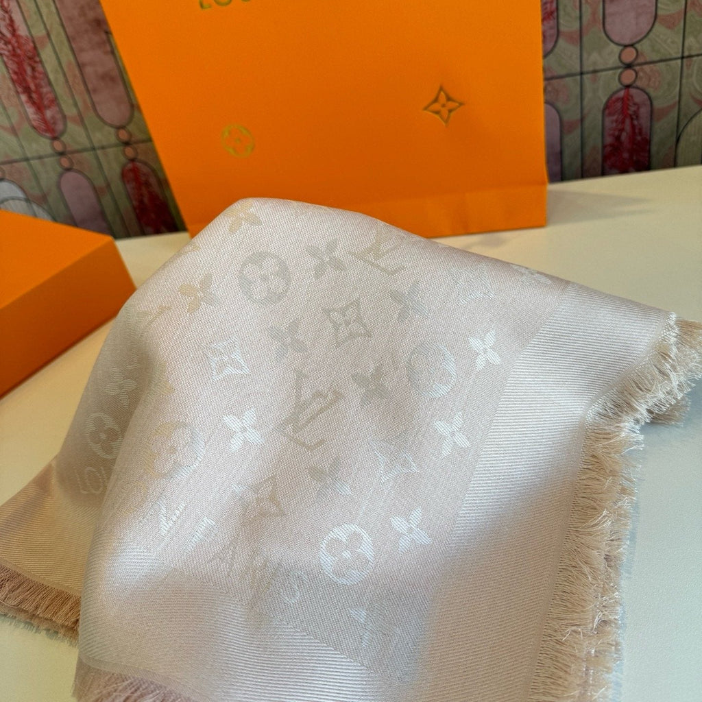 Louis Vuitton Blush Pink Fringed Scarf