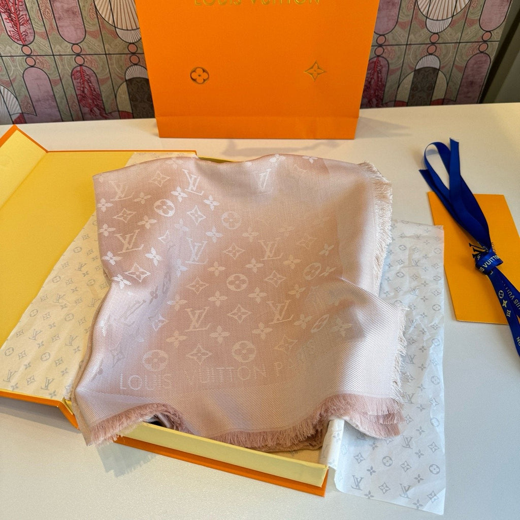 Louis Vuitton Blush Pink Fringed Scarf
