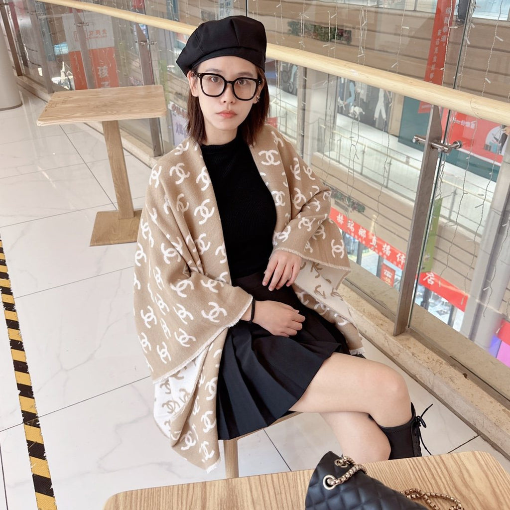 Chanel Fringed Motif Shawl