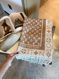 Louis Vuitton Monogram Wool Scarf with Logo Border