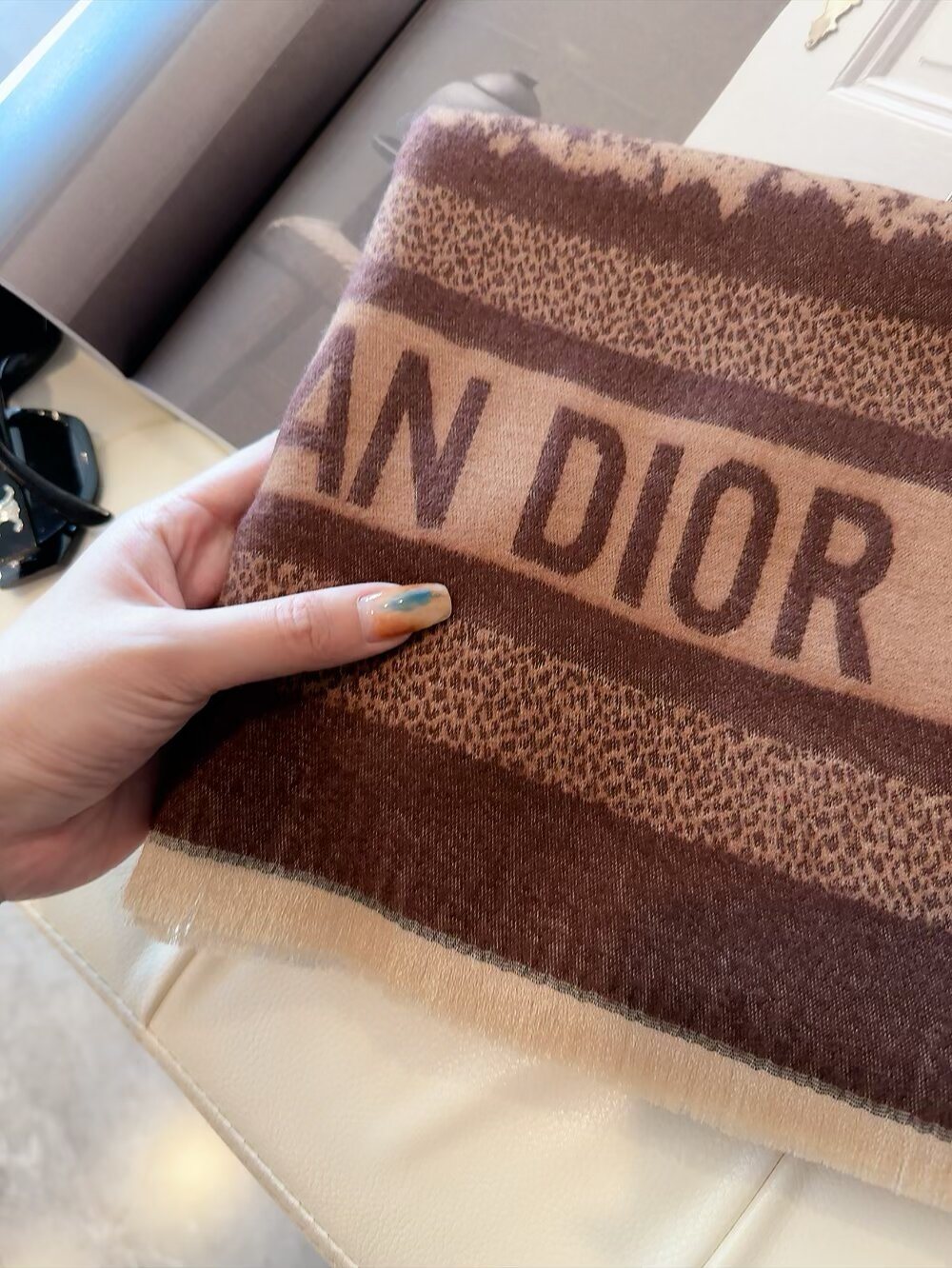 Dior Animal & Foliage Fringed Scarf