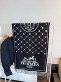 Hermès Geometric Motif Fringed Scarf