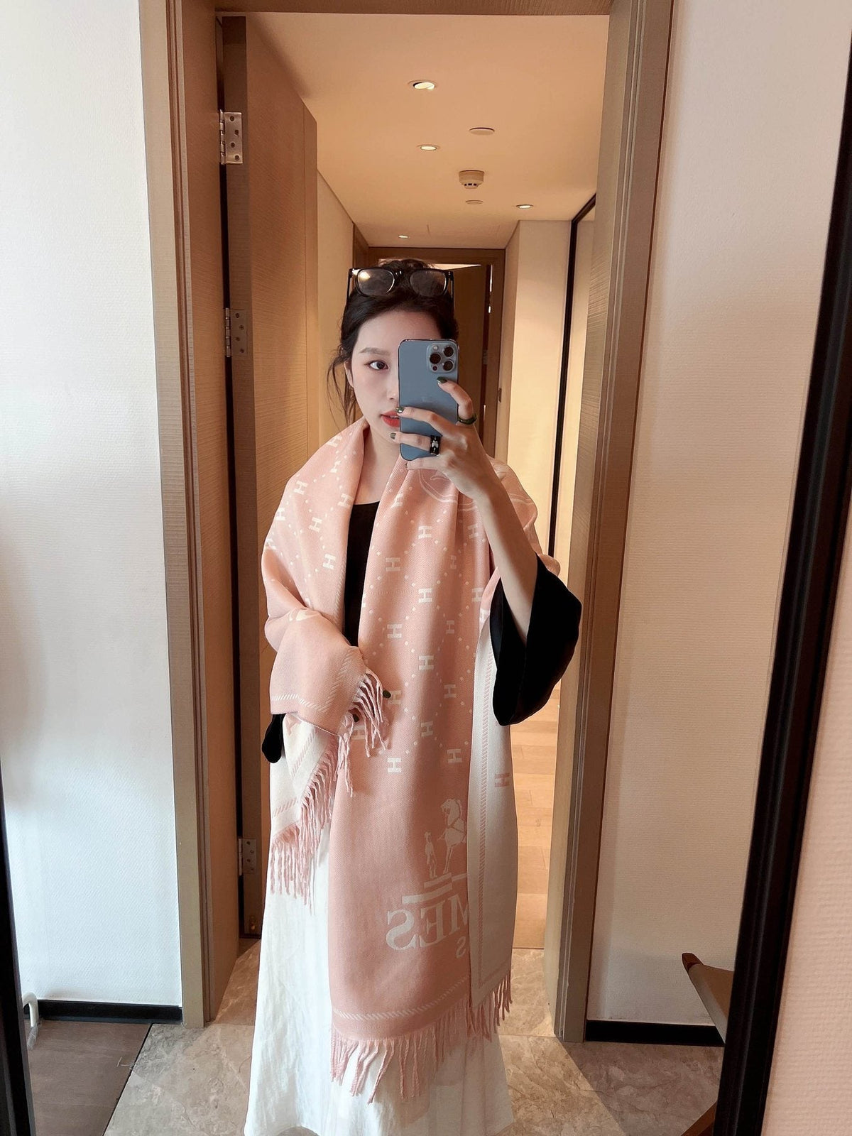 Hermès Fringed Logo-Motif Scarf