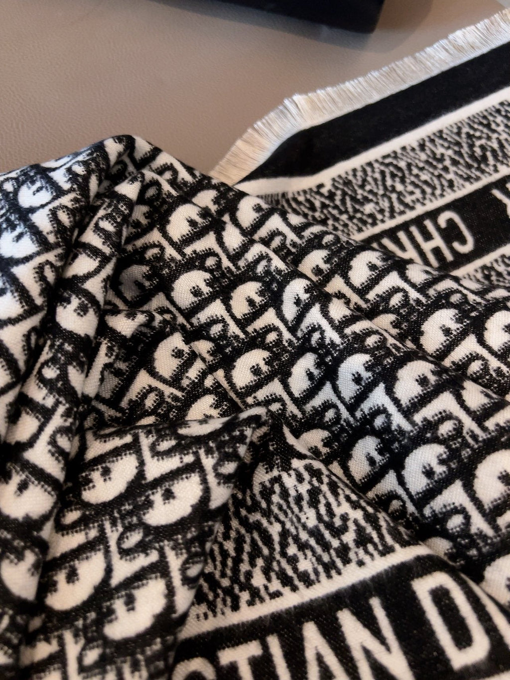 Dior Black and Gray Monogram Square Scarf