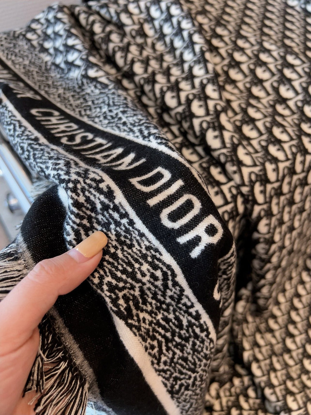 Dior Monogram Fringe Square Scarf
