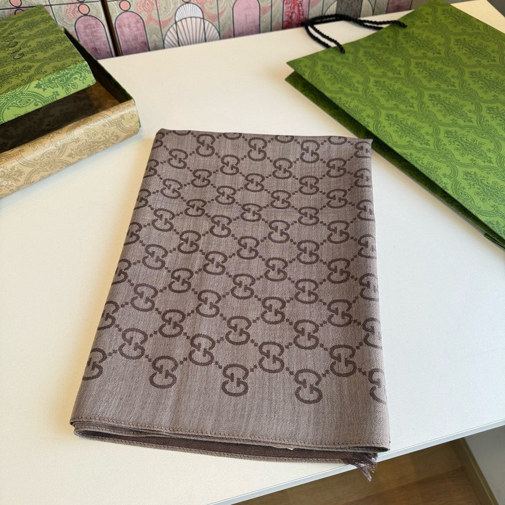 Gucci Reversible Monogram Fringe Scarf