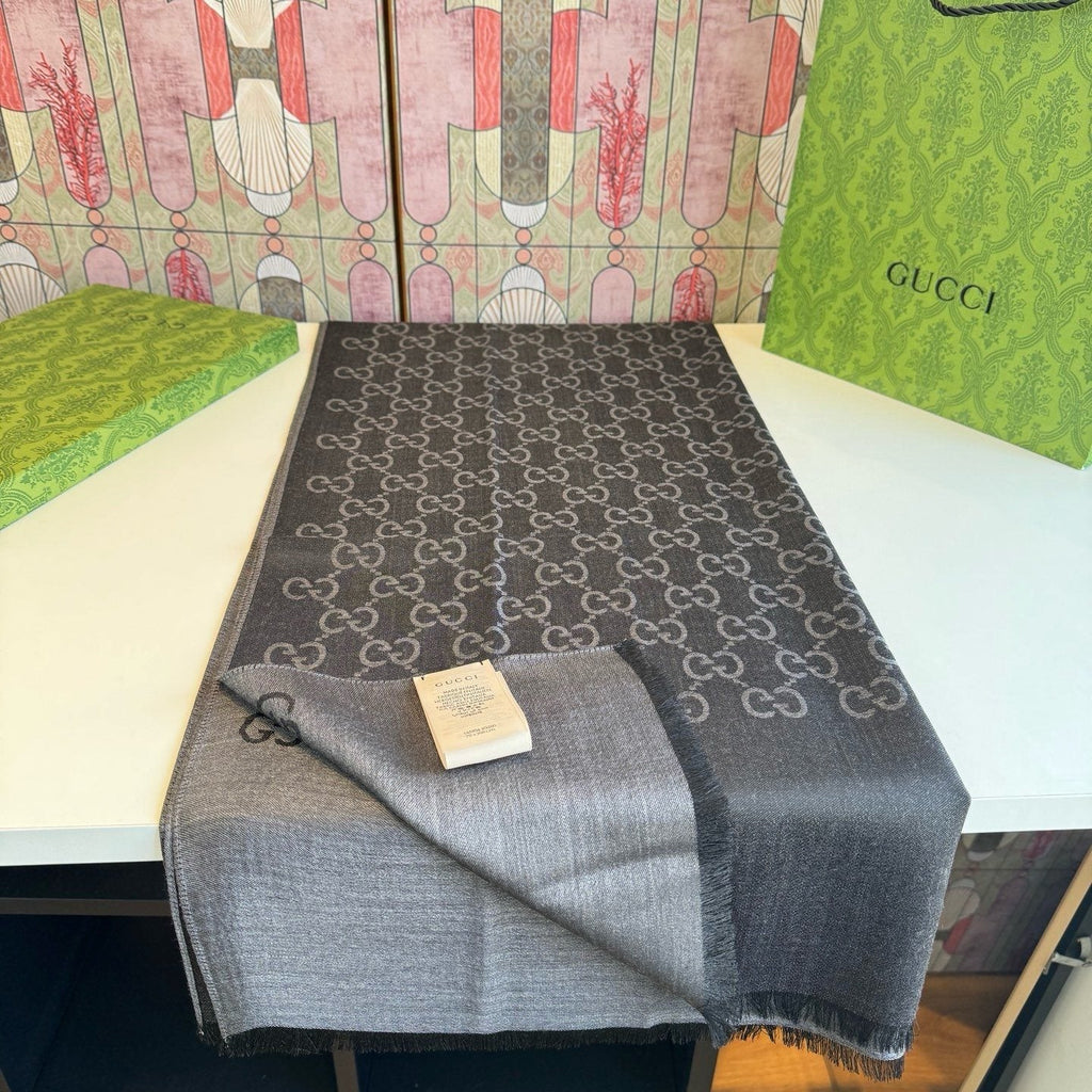 Gucci Reversible Monogram Fringe Scarf