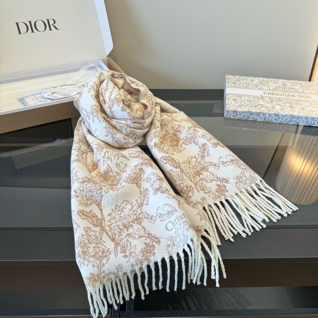 Dior Botanical Toile Fringed Scarf