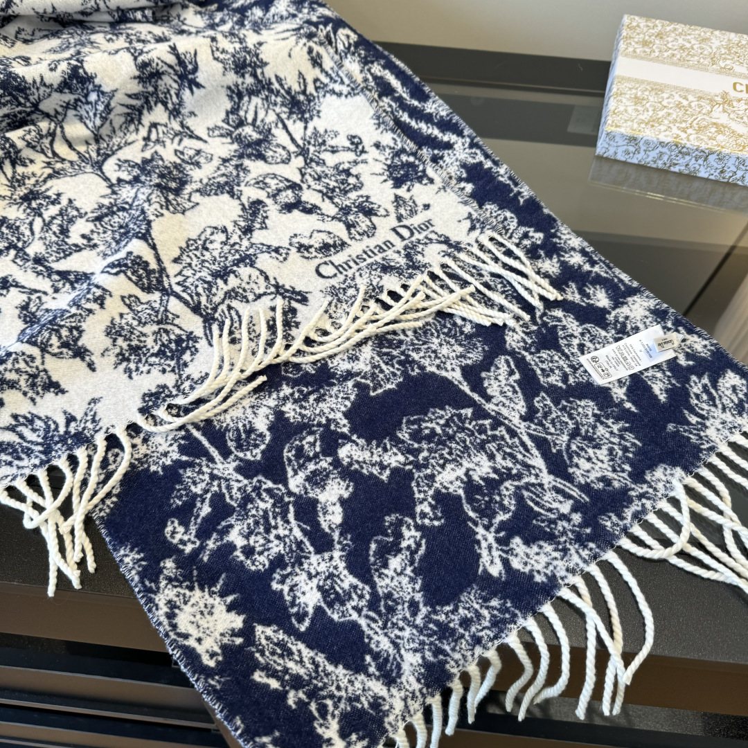 Dior Botanical Toile Fringed Scarf