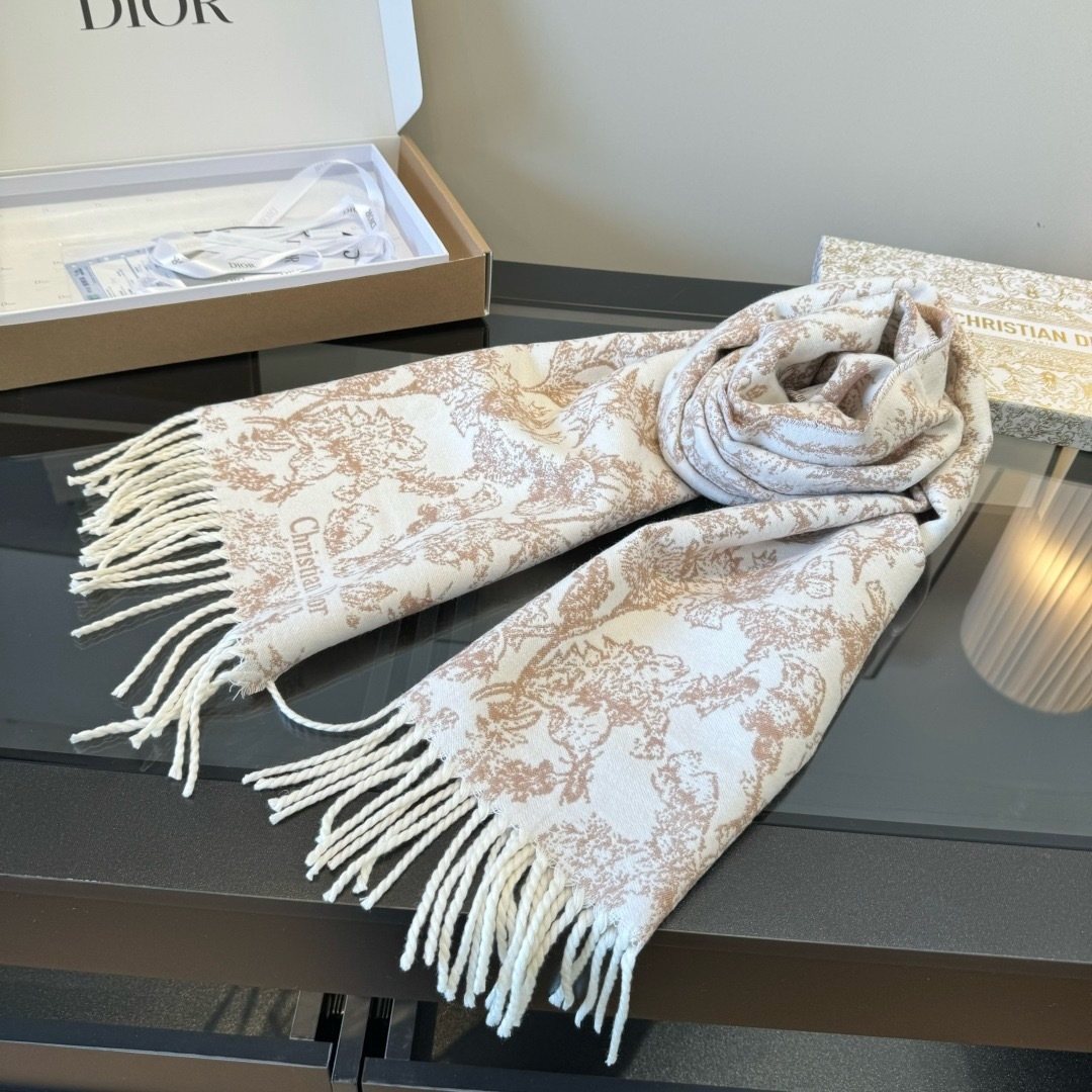 Dior Botanical Toile Fringed Scarf