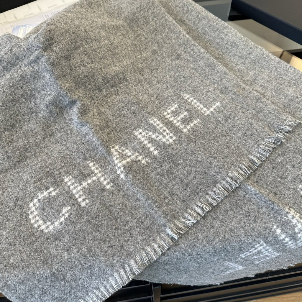 Chanel Houndstooth Fringe Scarf