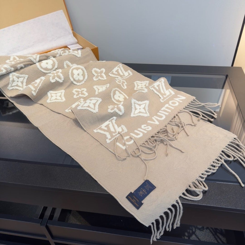Louis Vuitton Fringed Monogram-Style Scarf