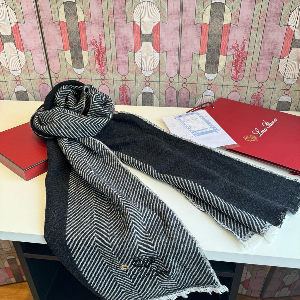 Loro Piana Herringbone Fringe Scarf