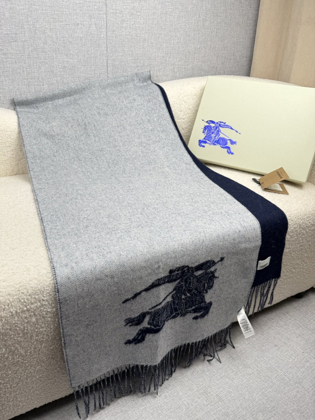 Burberry Reversible Fringed Equestrian Scarf